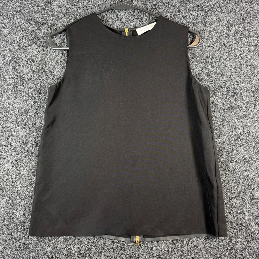 Everlane Black Sleeveless Full Zip Back‎ Shell Top Triacetate Size 0